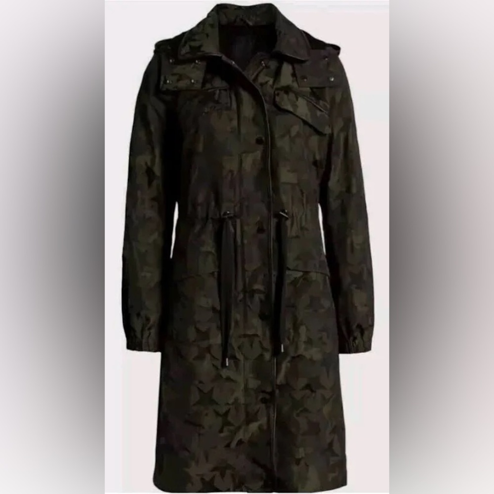 AVEC LES FILLES Olive Green Star Cano Anorak Water Resistant Jacket Size L Large